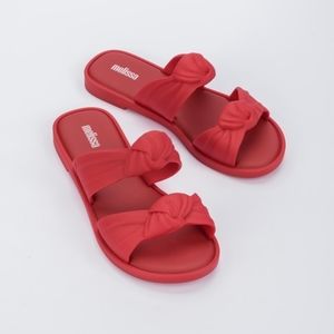 Melissa Velvet Slippers Slide Shoes Women's Red